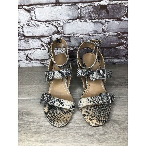 Vionic Carmel Grey Ivory Leather Snake Print Heel Sandals Women’s 9.5M US/41.5EU - Picture 2 of 16